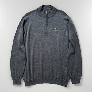 Ashford Castle FootJoy Washable Wool 1/4 Zip Golf Sweater Gray Mens‎ XXL Soft